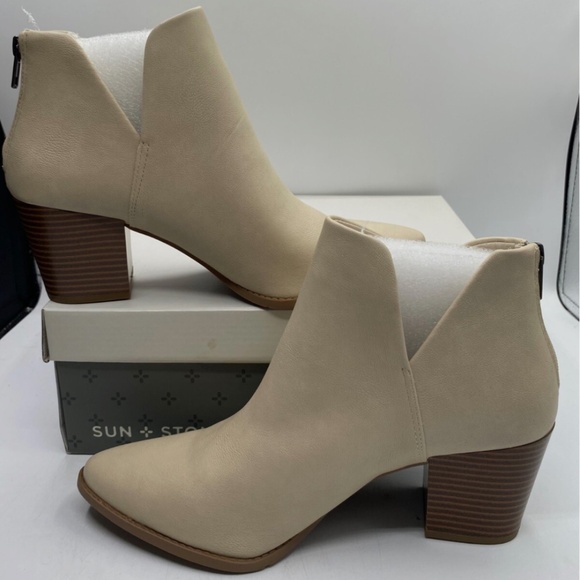 The Eliza Women's Faux Leather Almond Toe Ankle Boots by Sun + Stone - Picture 4 of 6